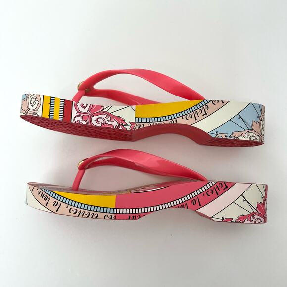 Tory Burch Printed Carved Wedge Flip-flop in Pink Paradise Constellation 8 - Picture 5 of 9